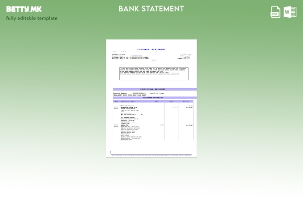 модерен стил Саудиска Арабија Ријад шаблон за извод од банка